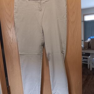 Womens Size 12. Satinato Beige Straight-Leg Pants